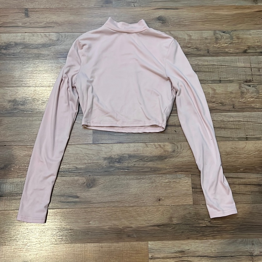 Blush pink long sleeve crop top turtleneck